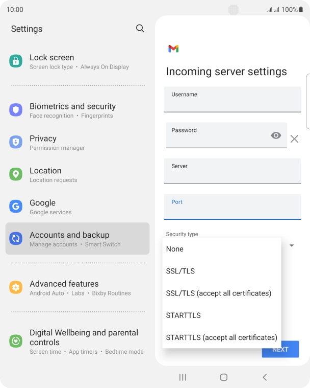 Press SSL/TLS. Press SSL/TLS.
