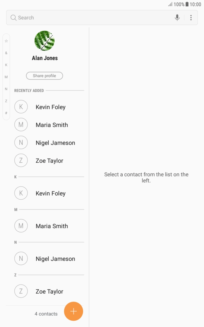 Press the required contact.
