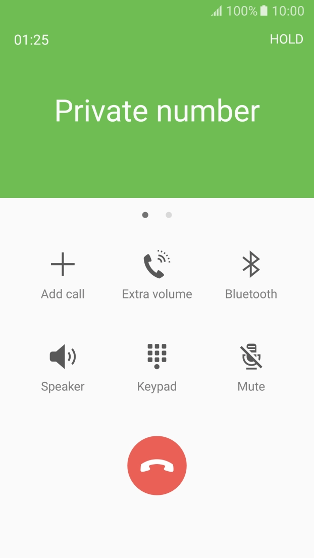 Press the end call icon to end the other call. Press the end call icon to end the other call.