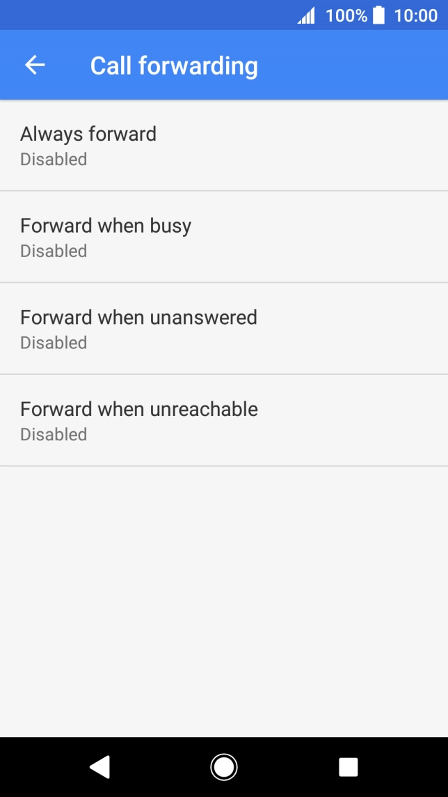 Press the required divert type.