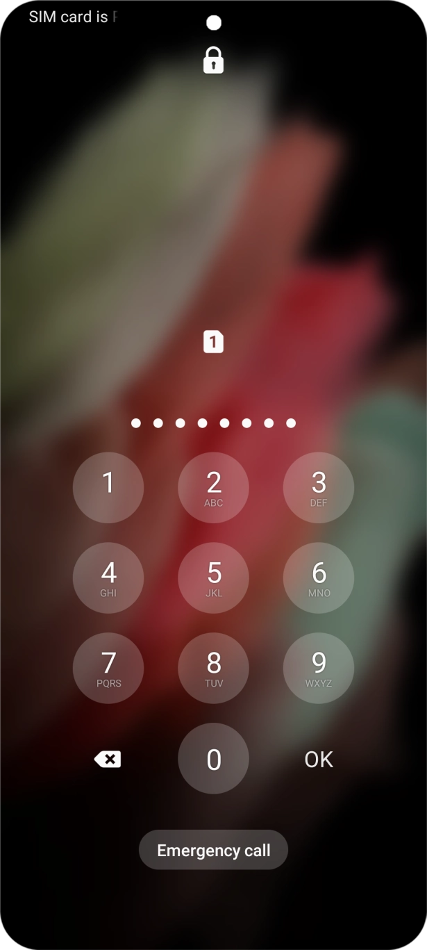 Key in the PUK and press OK.