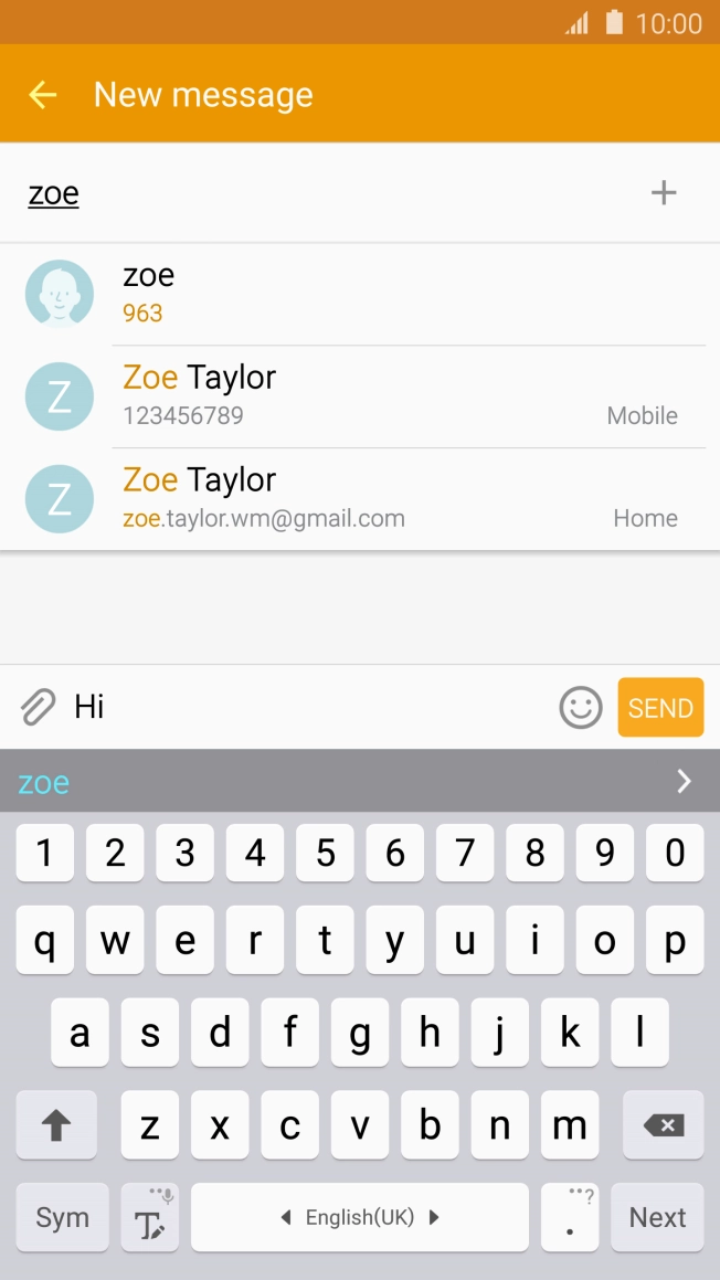 Press the required contact.