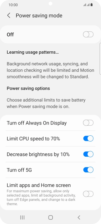 Press the indicators next to the required settings. Press the indicators next to the required settings.