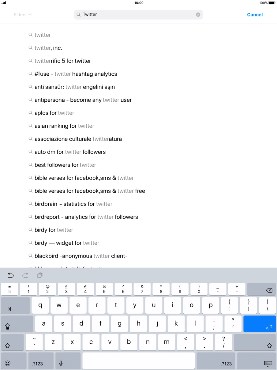 Key in Twitter and press enter. Key in Twitter and press enter.