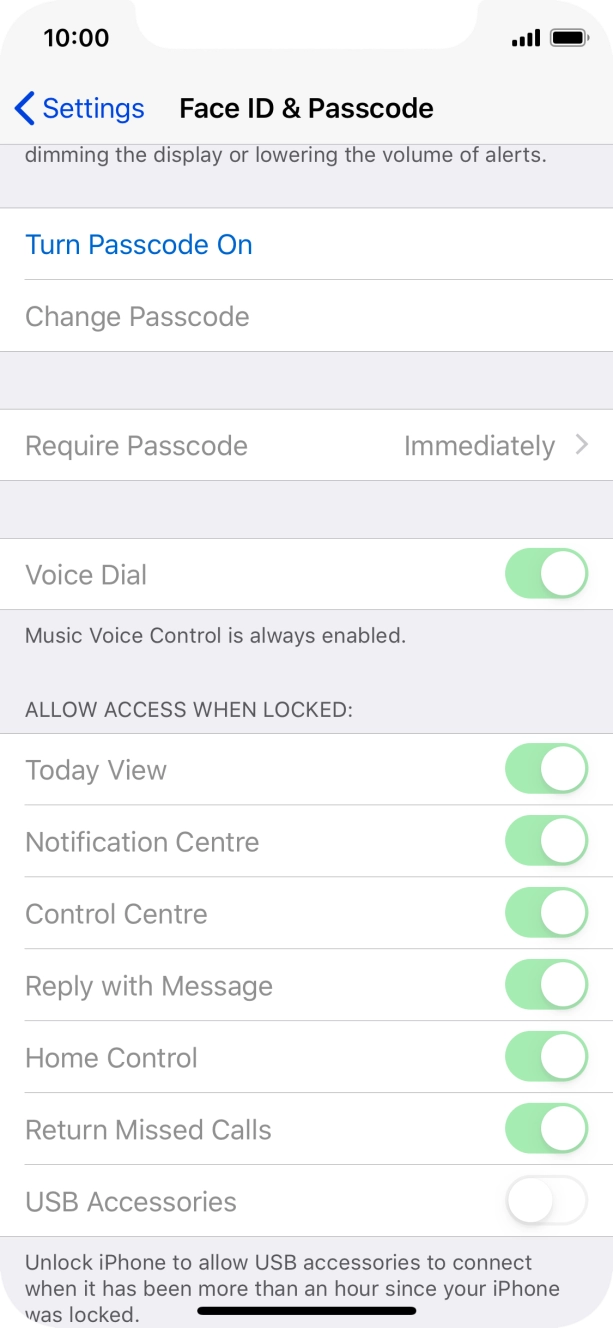 Press Turn Passcode On and key in a phone lock code of your own choice twice.