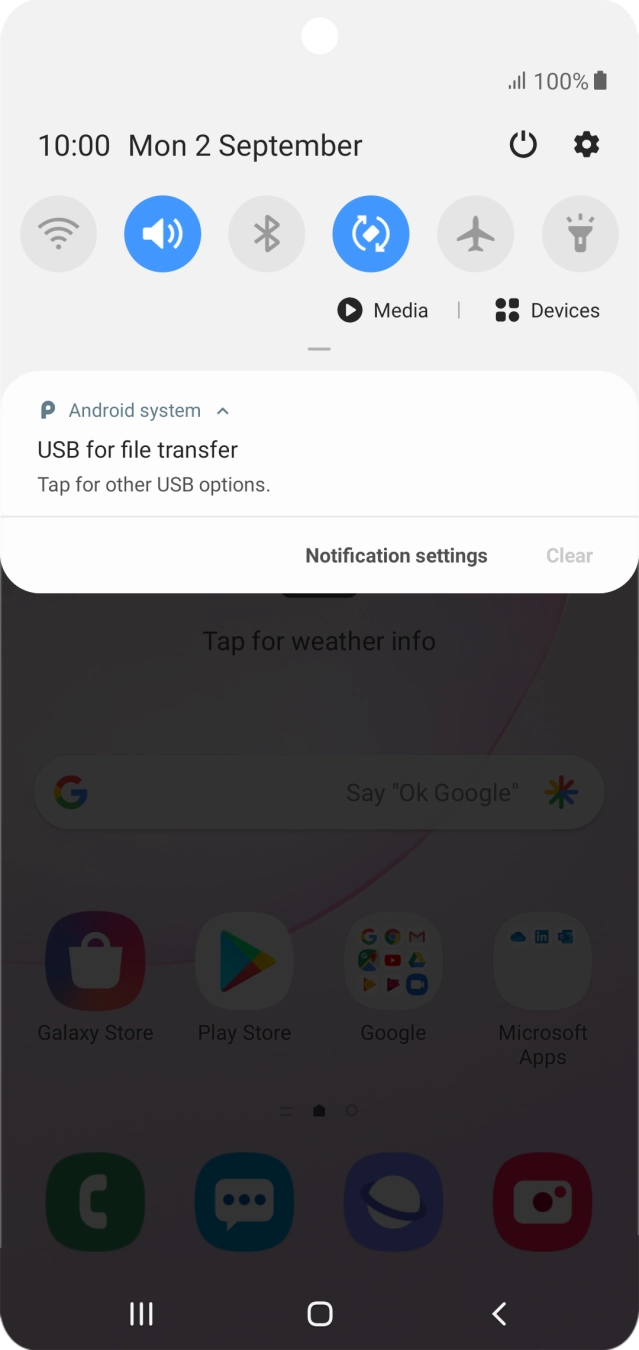 Press Tap for other USB options..