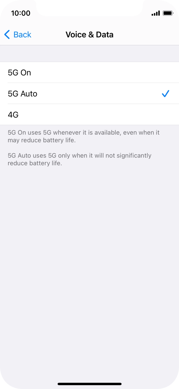 To turn on use of 5G primarily, press 5G On.