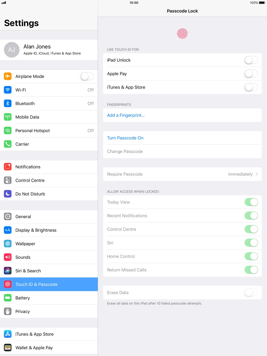 Press Add a Fingerprint... and follow the instructions on the screen to add your fingerprint. Press Add a Fingerprint... and follow the instructions on the screen to add your fingerprint.