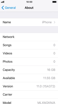 Your phone's software version is displayed next to Version.