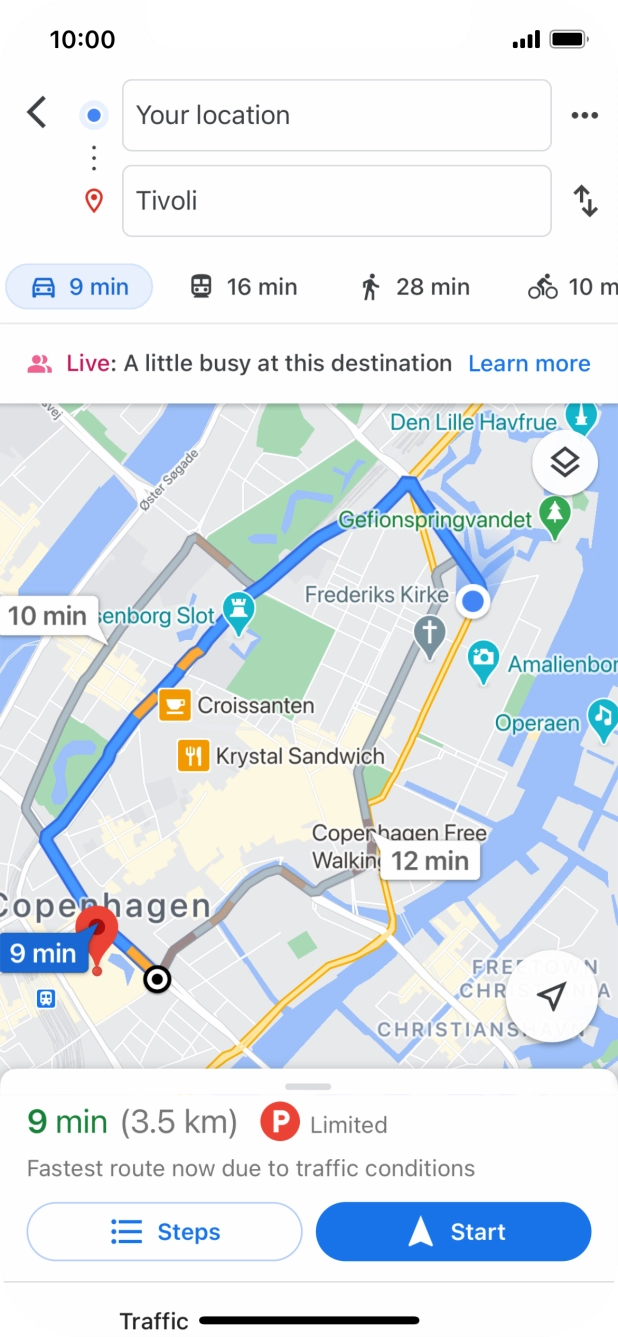 Press the required mode of transportation.