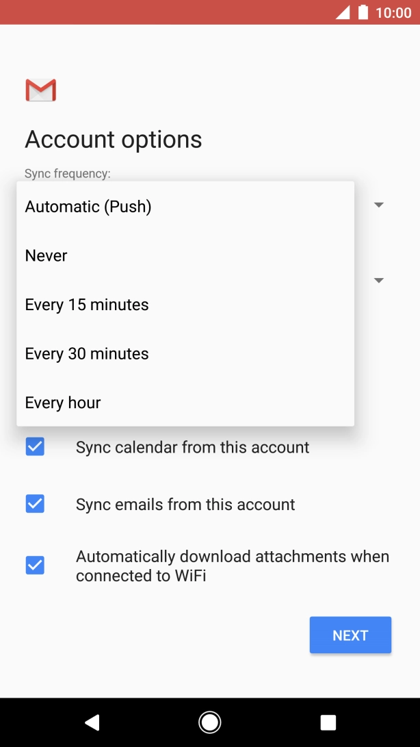 Press the required setting.