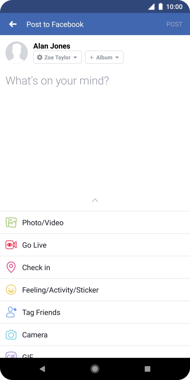 Press the text input field and write the required text.