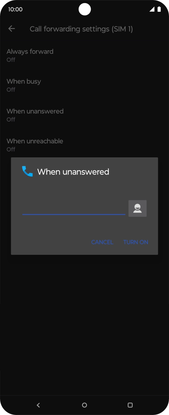 Key in +61101 and press TURN ON.