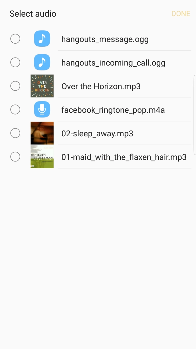 Press the required audio file.