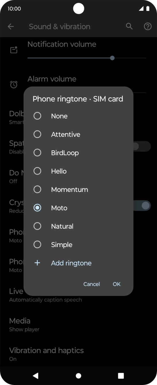 Press the different ring tones to hear them.
