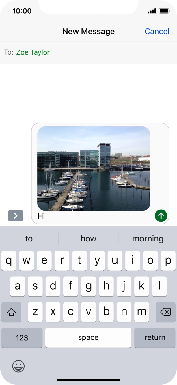 Write the text for your picture message and press the send icon.