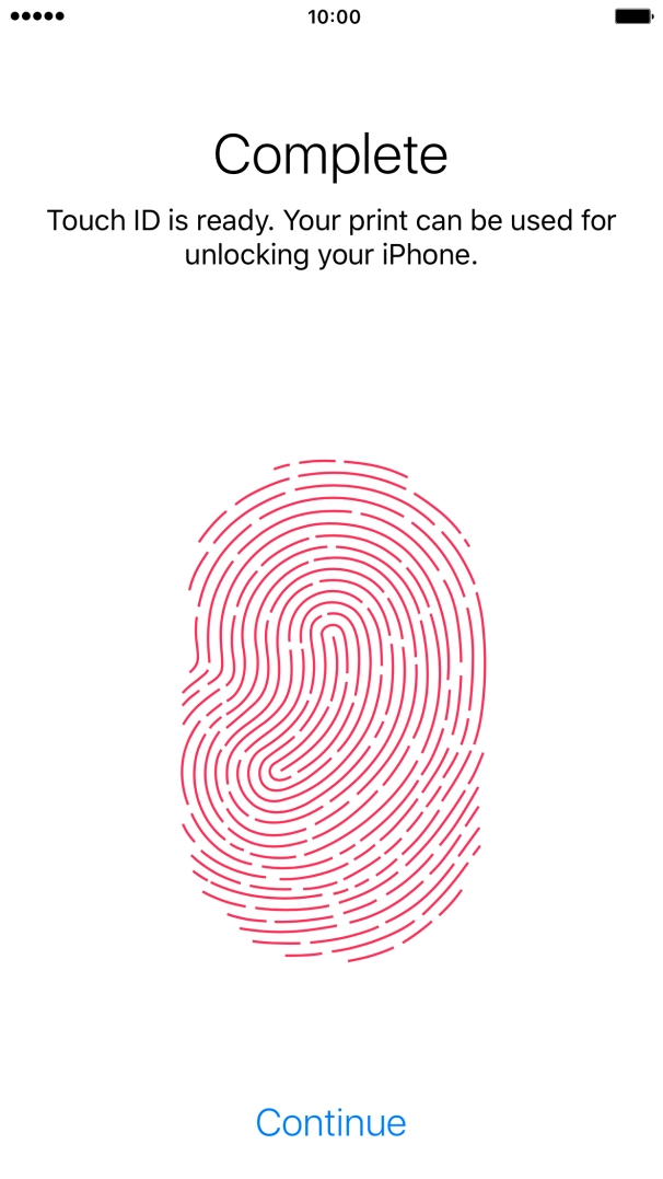 Press Continue. If you haven't previously selected a phone lock code, key in a code of your own choice twice.