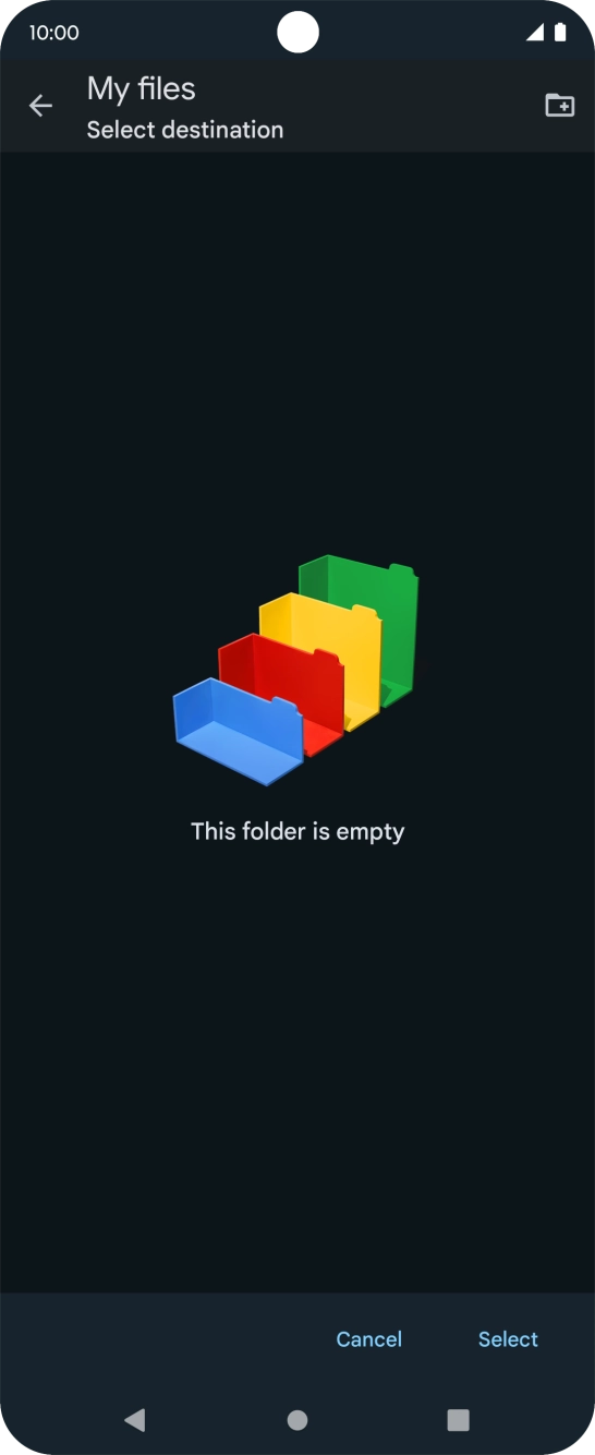 To create a new folder, press the new folder icon and follow the instructions on the screen to create a new folder.