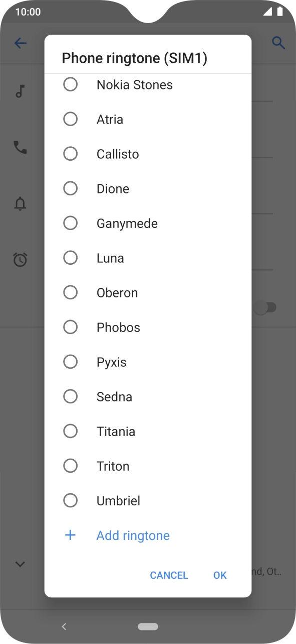 Press Add ringtone and go to the required folder.