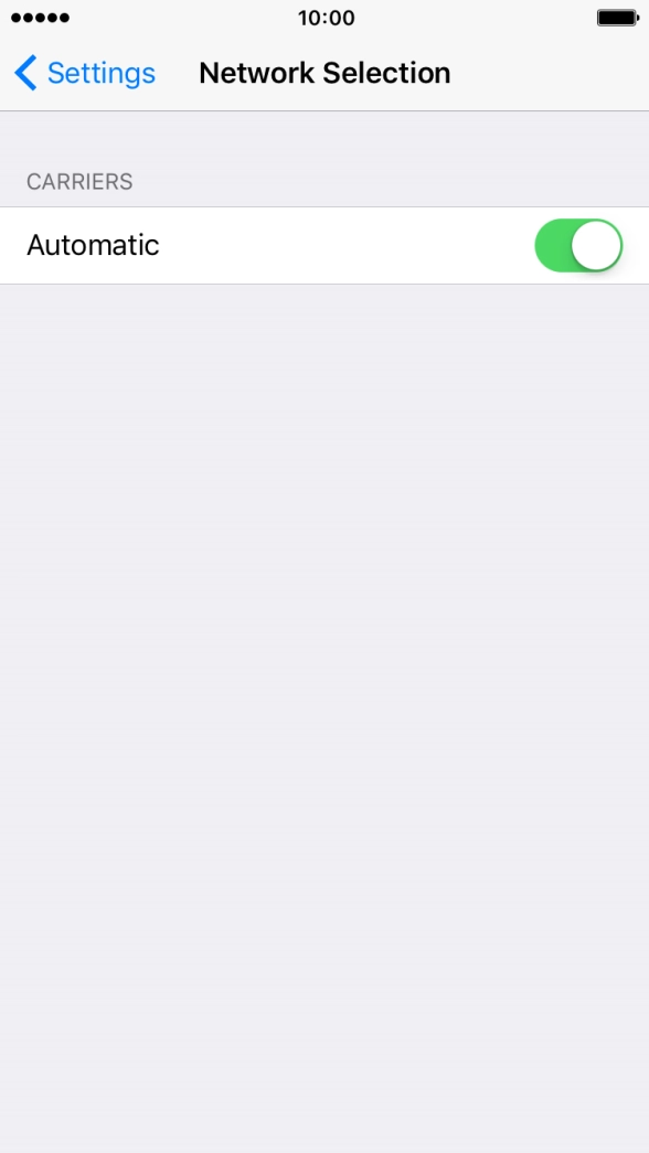 Press the indicator to turn automatic network selection on or off.