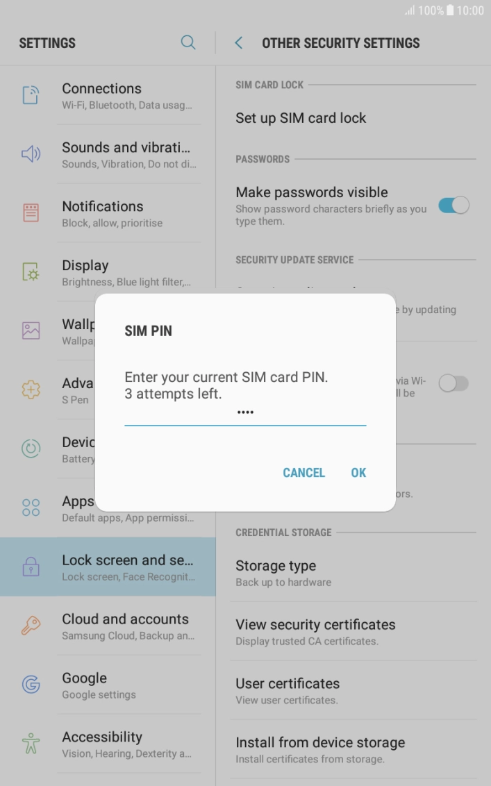 Key in your current PIN and press OK. Key in your current PIN and press OK.
