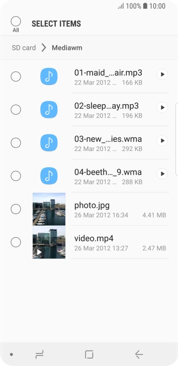 Press the required file. Press the required file.