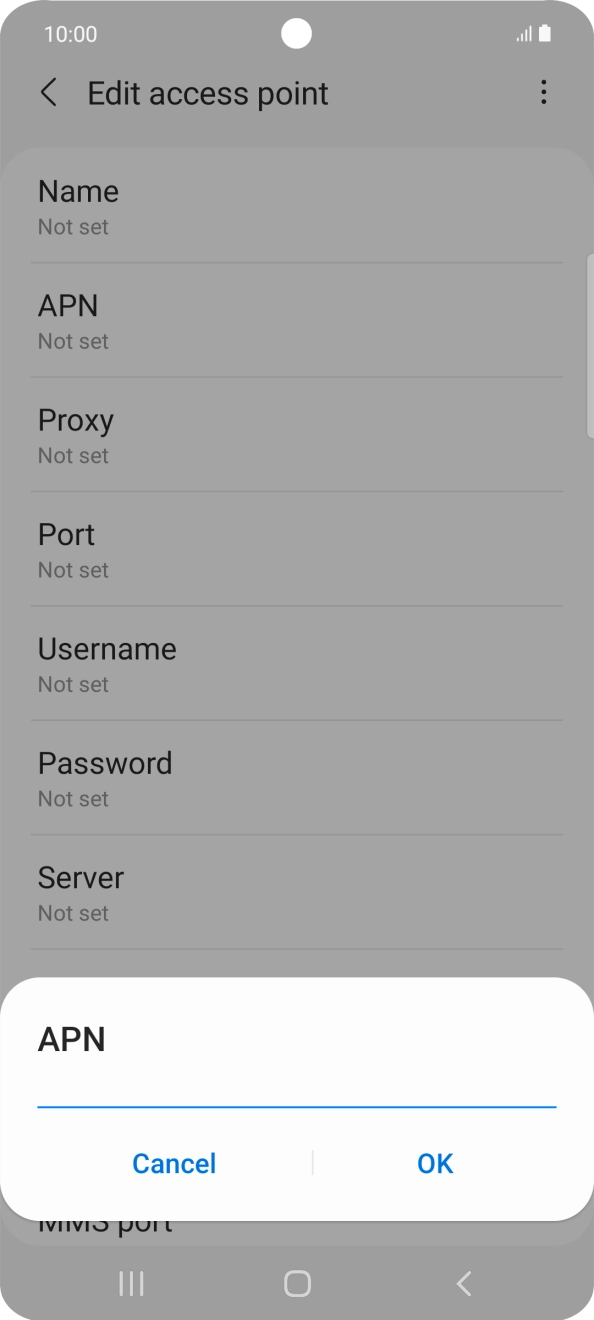 Key in telstra.wap and press OK.