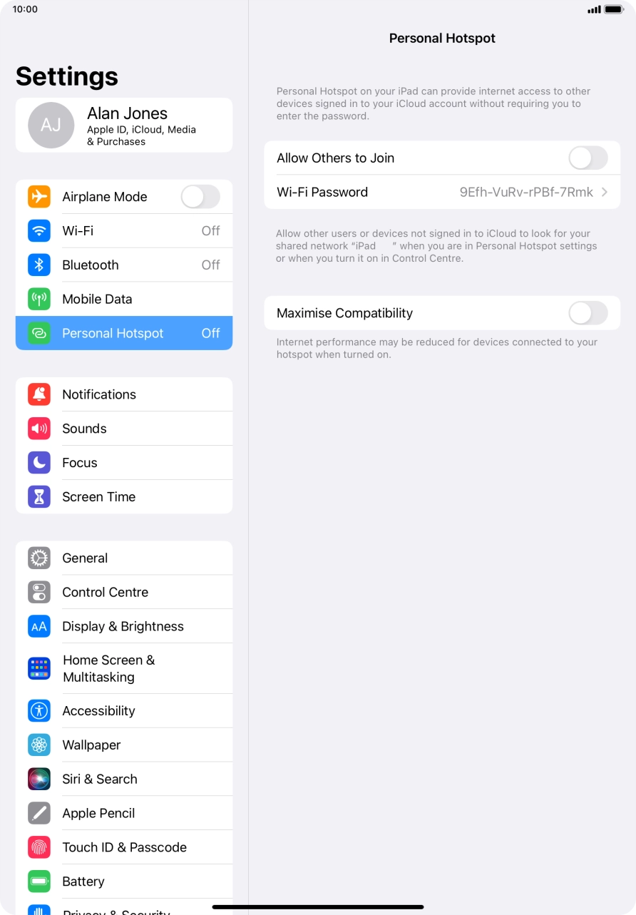 Press Wi-Fi Password and key in the required password.