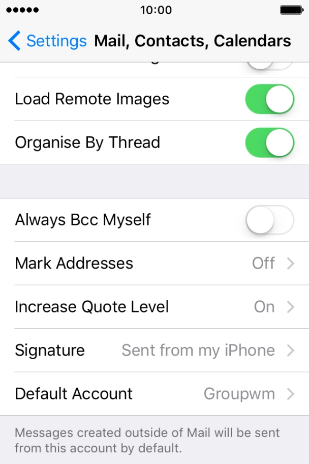 Press Default Account.
