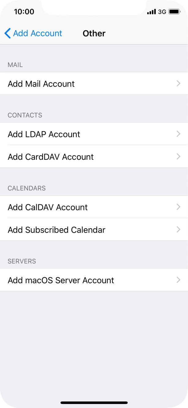 Press Add Mail Account. Press Add Mail Account.