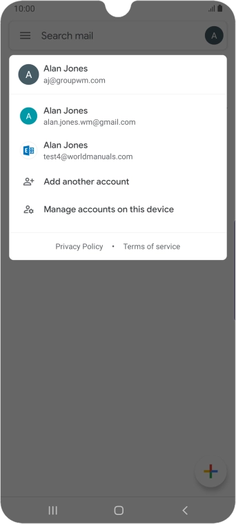 Press the required email account. Press the required email account.