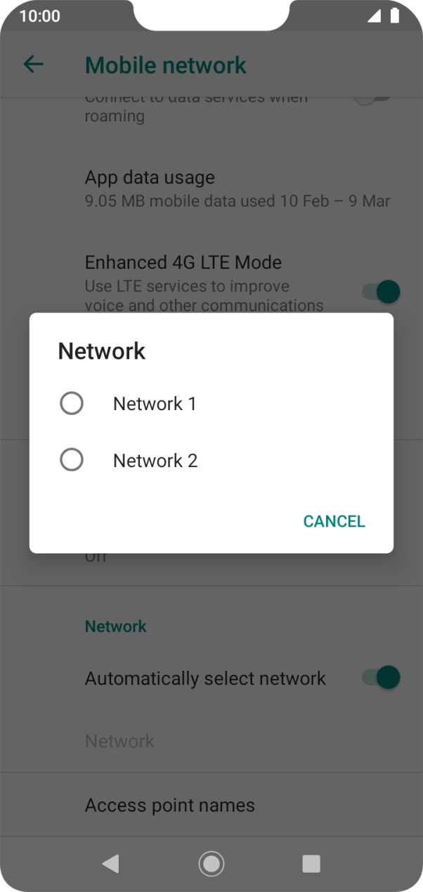 Press the required network.