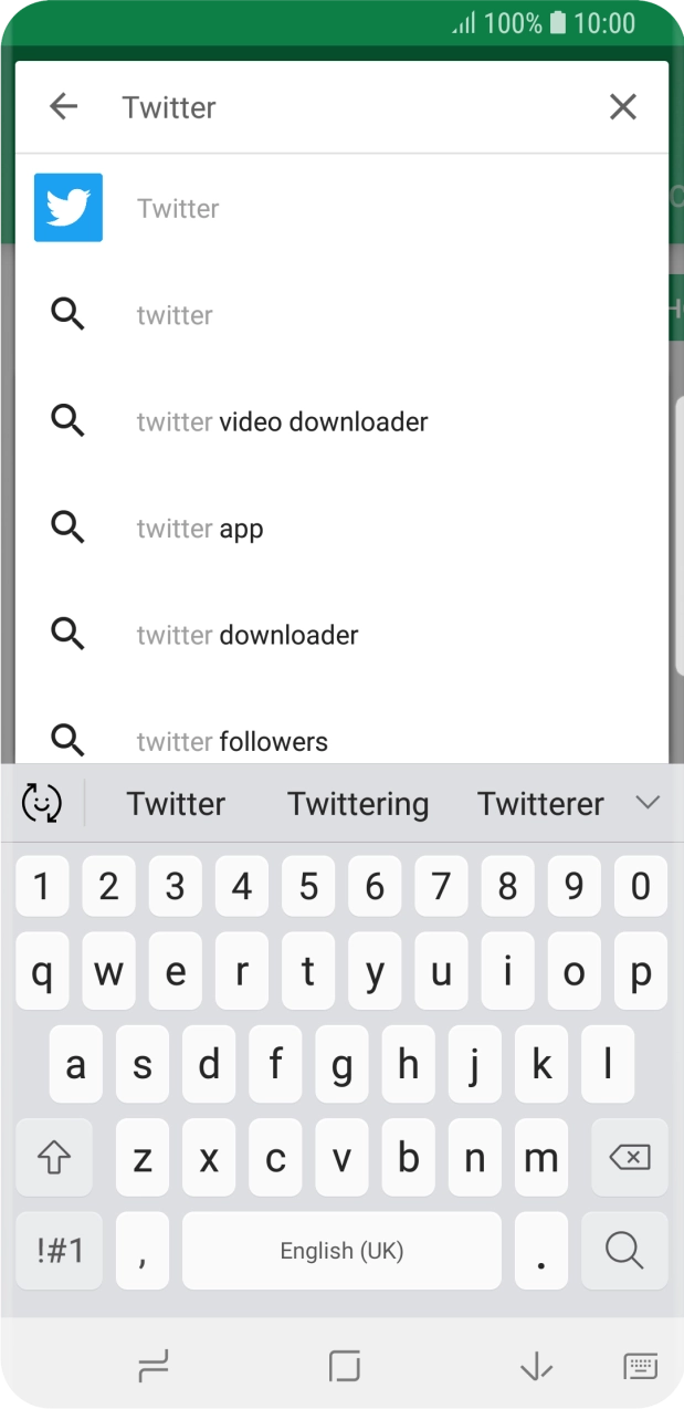 Key in Twitter and press the search icon. Key in Twitter and press the search icon.