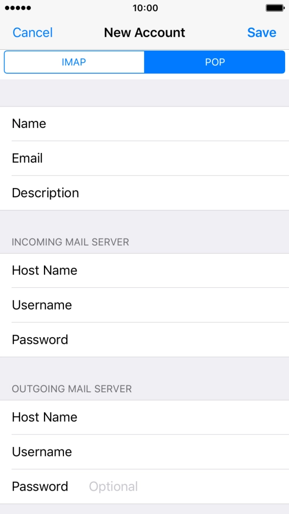 Press Password and key in the password for your email account. Press Password and key in the password for your email account.