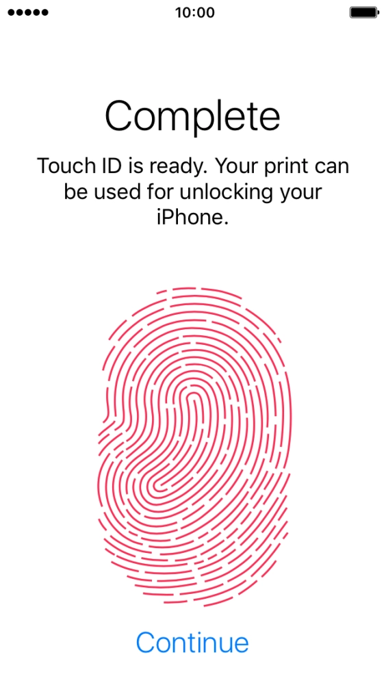 Press Continue. If you haven't previously selected a phone lock code, key in a code of your own choice twice.