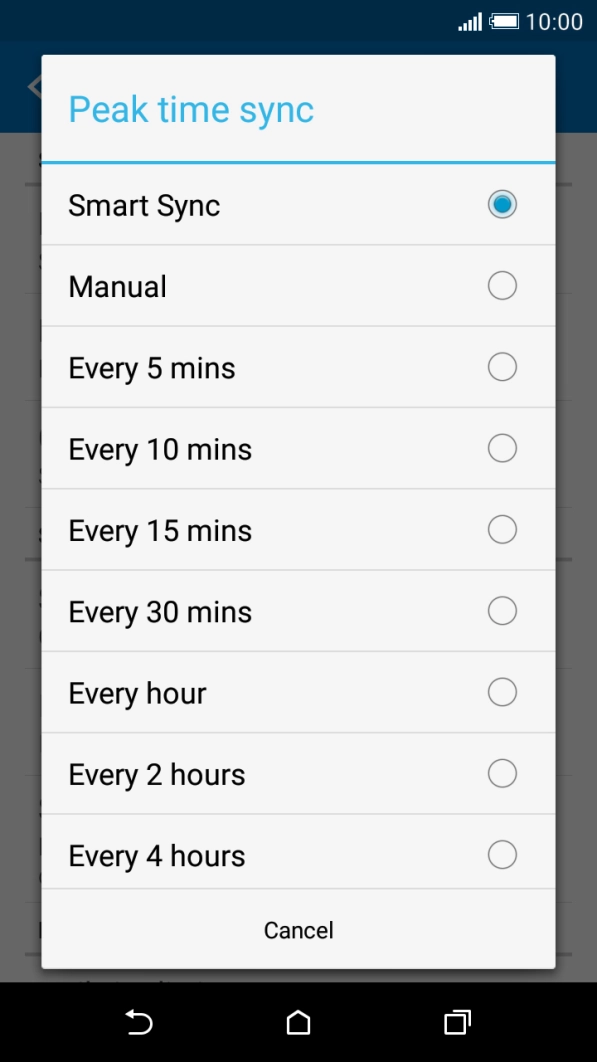 Press the required setting.