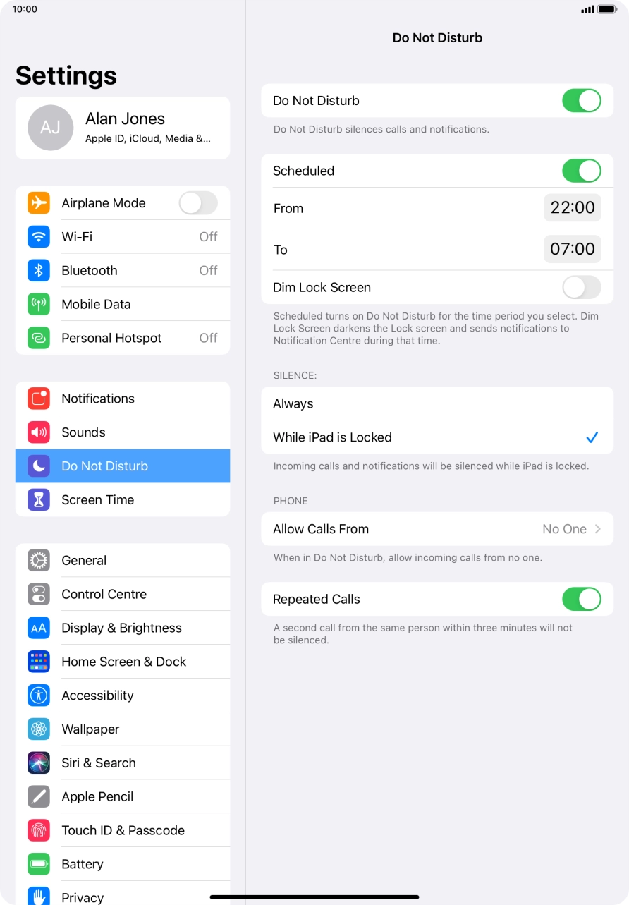 Press the indicator next to 
