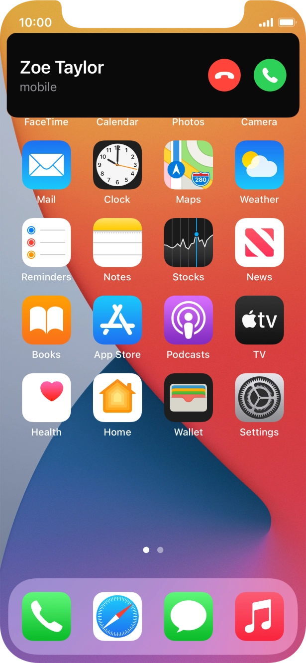Press the accept call icon.