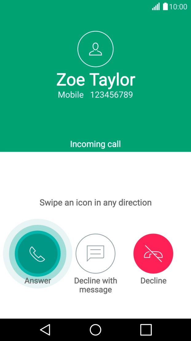 Press and drag Answer right.