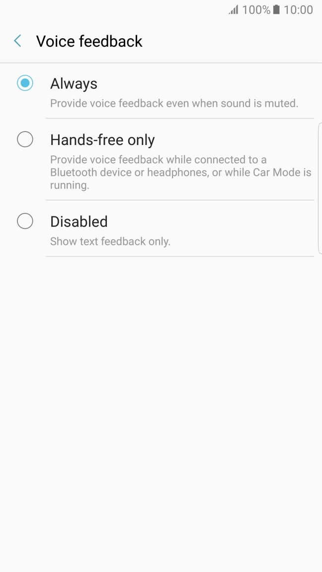 Press the required setting to turn the function on or off.