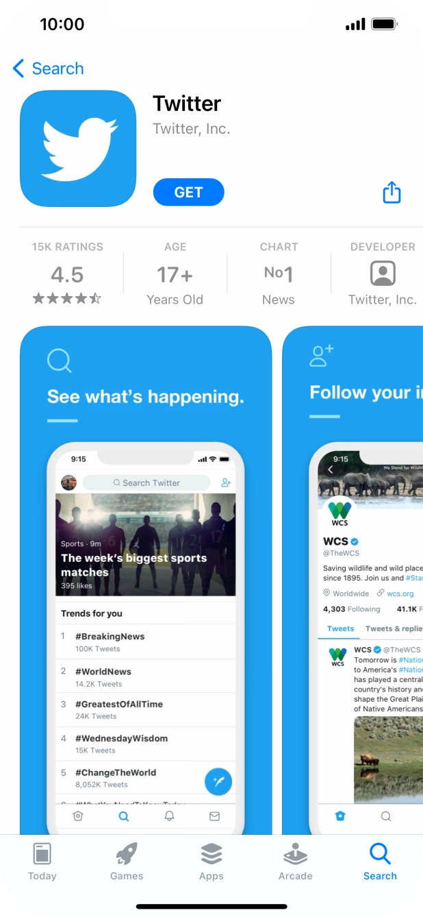 Press GET and follow the instructions on the screen to install the app.