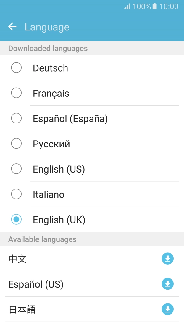 Press the required language.