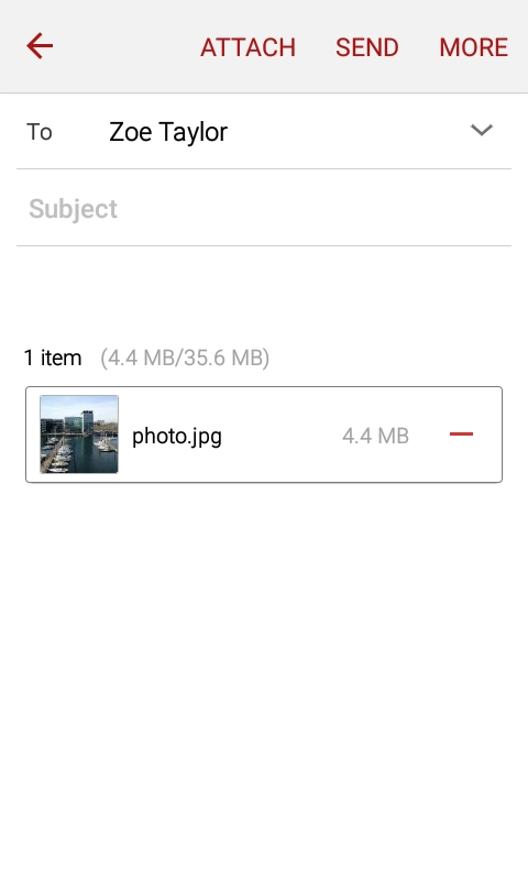 Press Subject and key in the subject of your email.