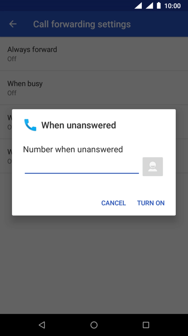 Key in +61101 and press TURN ON.