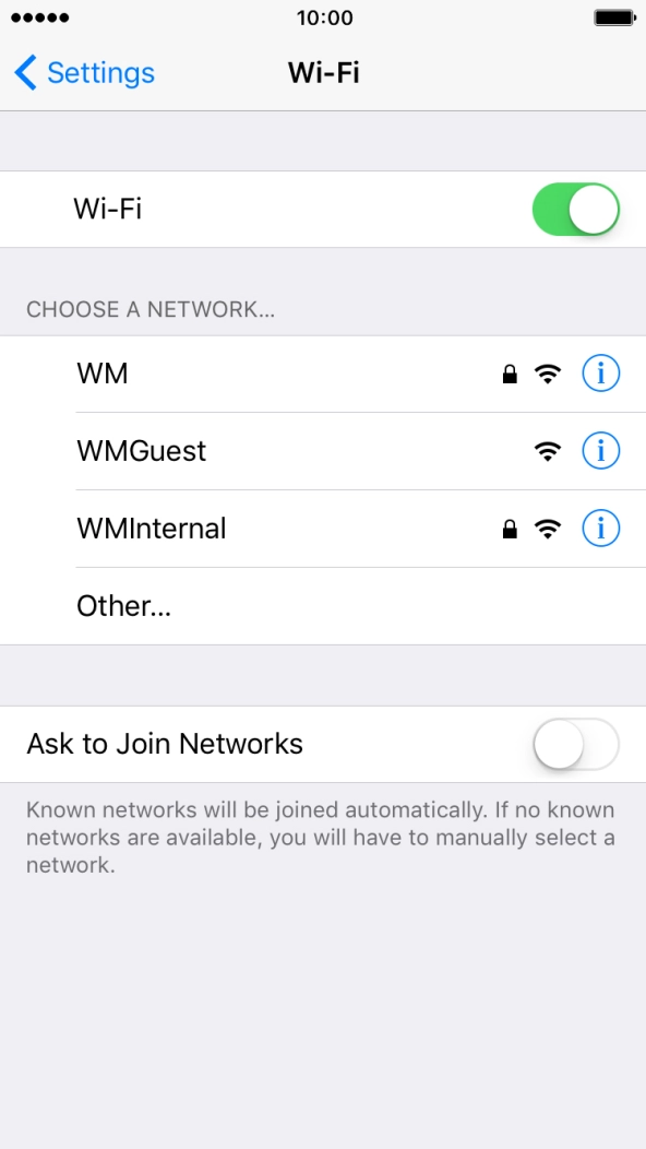 Press the required Wi-Fi network.