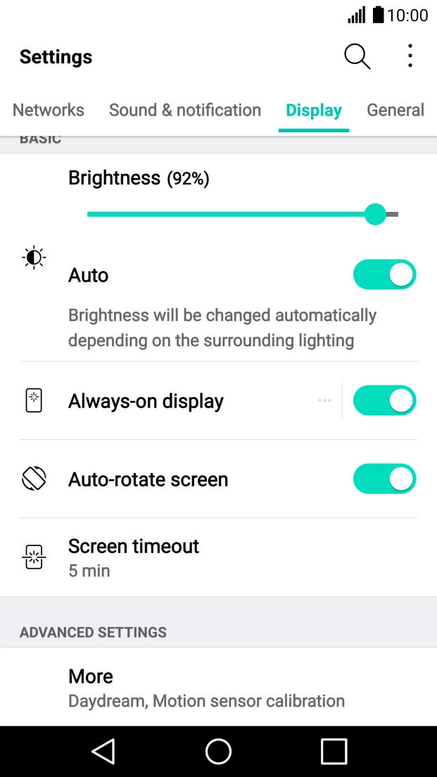 Press Screen timeout.