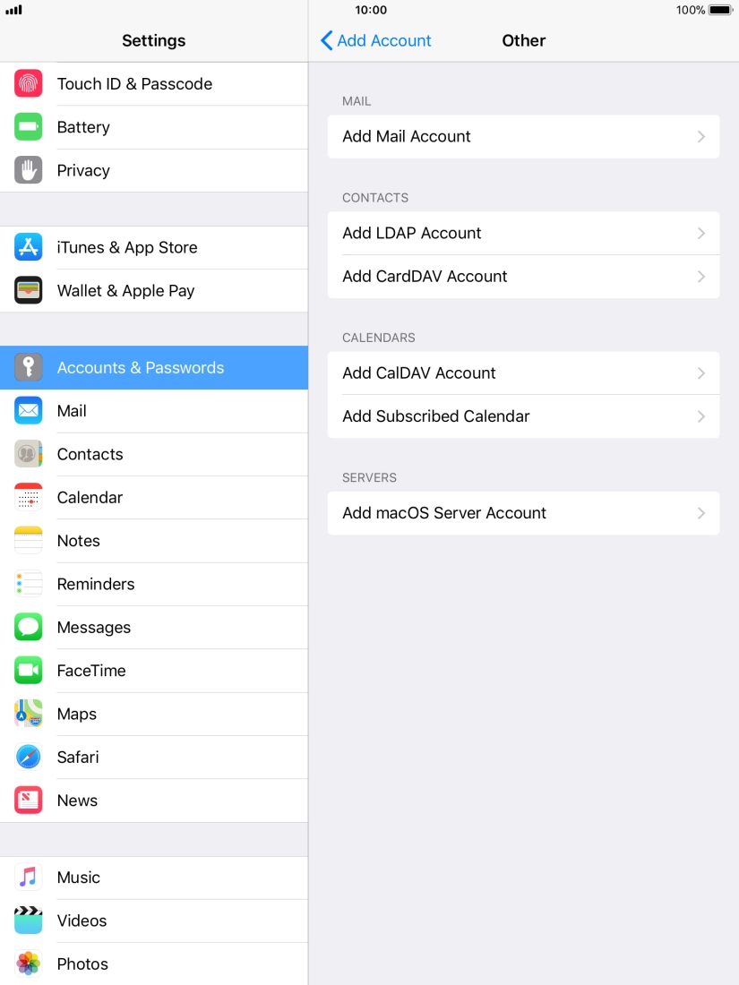 Press Add Mail Account. Press Add Mail Account.