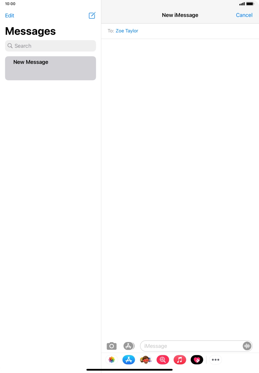 Press the text input field and write the required text.