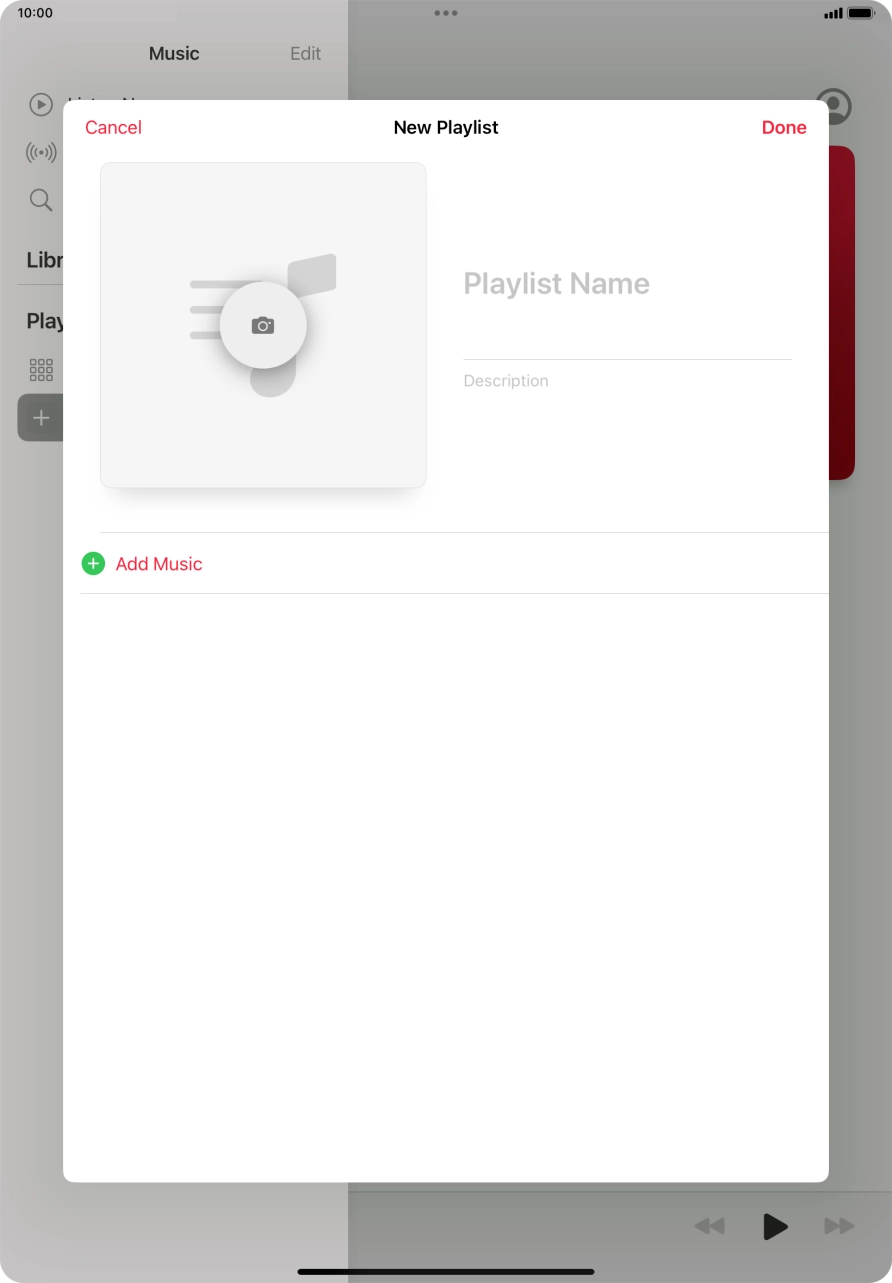 Press the text input field and key in a name for the playlist.