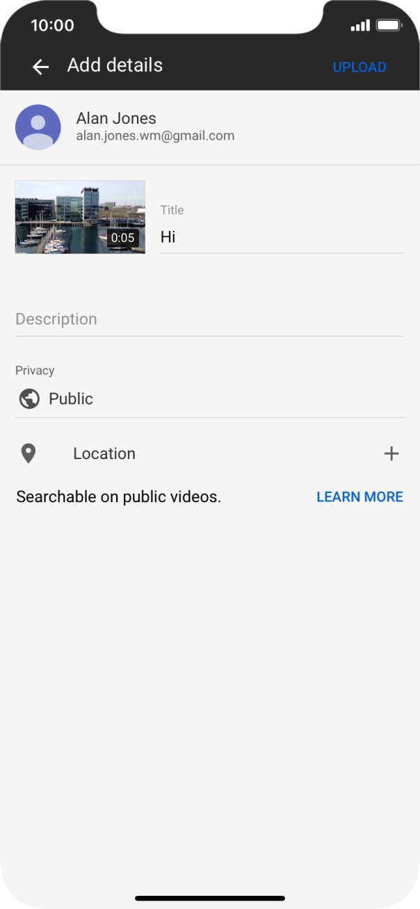 Write the required text and press UPLOAD.